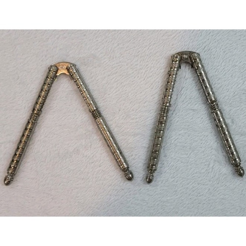 Vintage HMQ Silver Hinged Nut & Shell Cracker 1940s NY US Lot Of‎ 2
